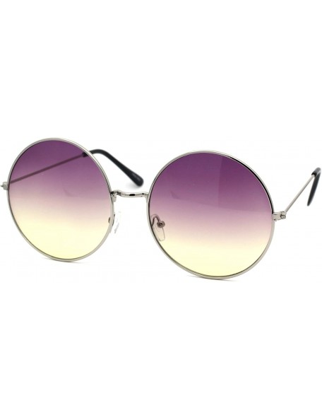 Round Classic Oversize JoplHippie Round Circle Lens Sunglasses - Silver Purple Yellow - CQ194WW76MZ $14.76