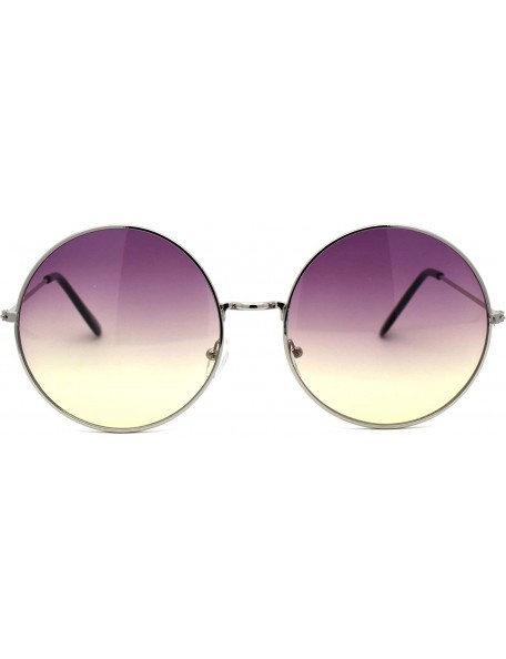 Round Classic Oversize JoplHippie Round Circle Lens Sunglasses - Silver Purple Yellow - CQ194WW76MZ $14.76