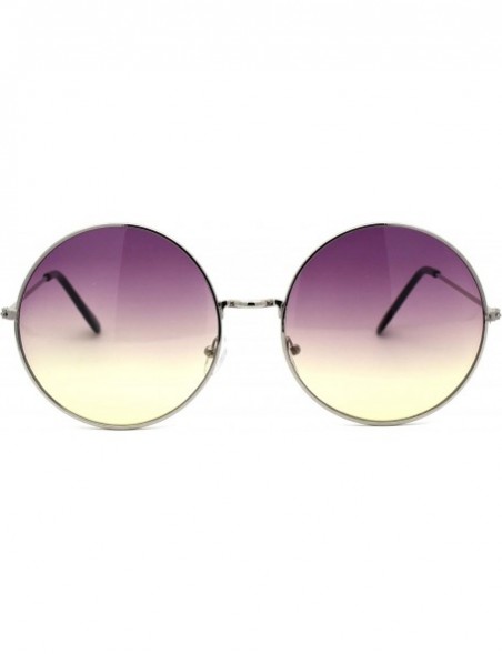Round Classic Oversize JoplHippie Round Circle Lens Sunglasses - Silver Purple Yellow - CQ194WW76MZ $14.76