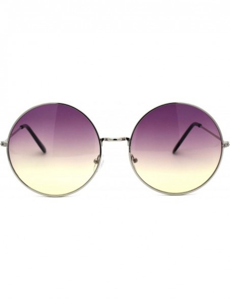 Round Classic Oversize JoplHippie Round Circle Lens Sunglasses - Silver Purple Yellow - CQ194WW76MZ $14.76