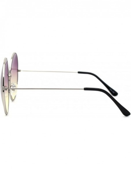 Round Classic Oversize JoplHippie Round Circle Lens Sunglasses - Silver Purple Yellow - CQ194WW76MZ $14.76