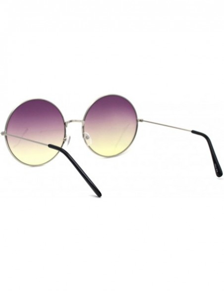 Round Classic Oversize JoplHippie Round Circle Lens Sunglasses - Silver Purple Yellow - CQ194WW76MZ $14.76