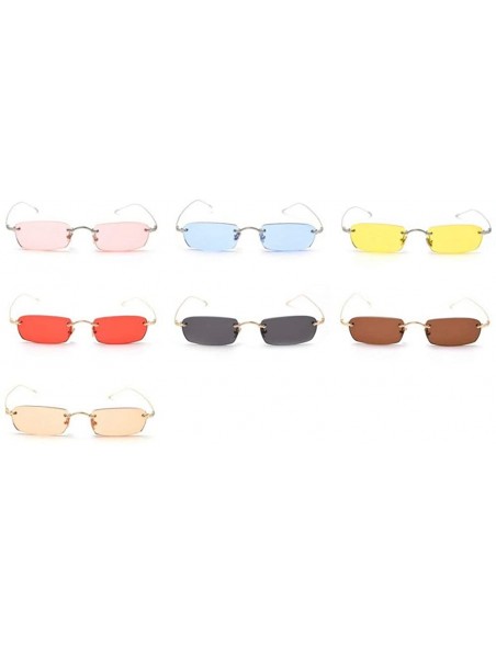 Rimless Bold Small Frame Frameless Candy Color Sunglasses Stylish Fashion Women Designer Rectangle Frame Shades - CU18NIY2K27...