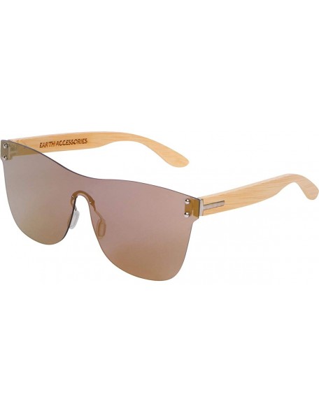 Rimless Bamboo Wood Sunglasses for Men and Women - Shield Rimless Wooden Sunglasses - Brown - C918WRNU9LE $32.86