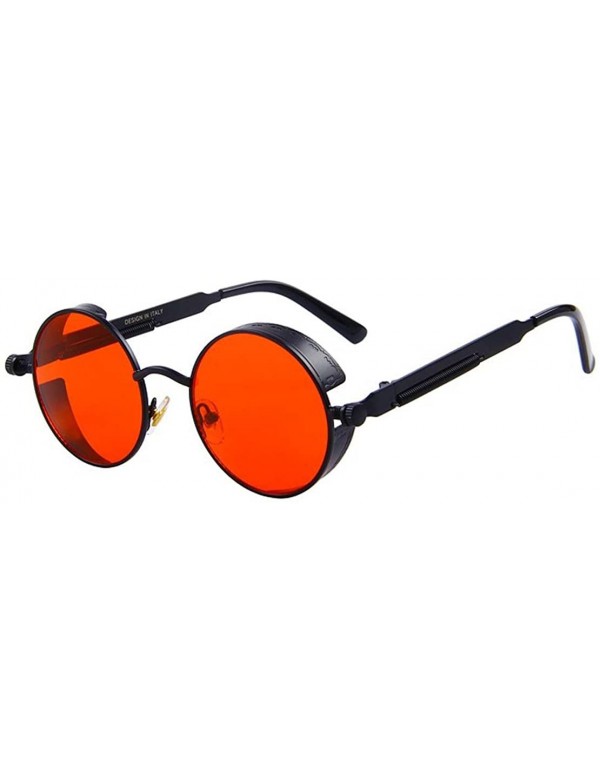 Round Polarized Sunglasses Retro Punk Glasses Vampire too glasses - Red Color - CQ18888SHTD $20.38