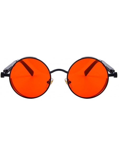 Round Polarized Sunglasses Retro Punk Glasses Vampire too glasses - Red Color - CQ18888SHTD $20.38