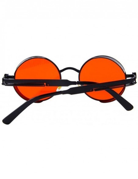 Round Polarized Sunglasses Retro Punk Glasses Vampire too glasses - Red Color - CQ18888SHTD $20.38