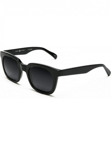 Rectangular Polarized Manhattan Horned Rim Fashion Sunglasses - Strong Black - C312E0DXQUF $35.05
