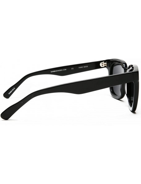 Rectangular Polarized Manhattan Horned Rim Fashion Sunglasses - Strong Black - C312E0DXQUF $35.05