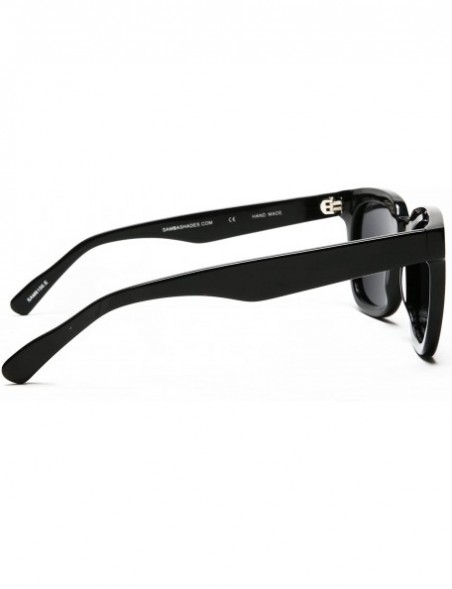 Rectangular Polarized Manhattan Horned Rim Fashion Sunglasses - Strong Black - C312E0DXQUF $35.05