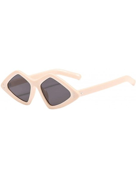 Oversized Unisex Lightweight Irregular Fashion Sunglasses - Mirrored Polarized Lens 2019 Fashion - Beige - CW18TK7NN8Q $10.09