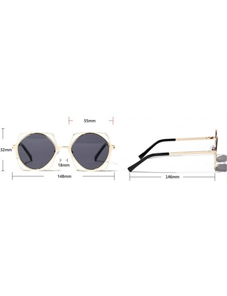 Square New fashion trend multi-layer metal frame square ladies luxury brand sunglasses - Yellow - CB18KNYMQRD $11.09