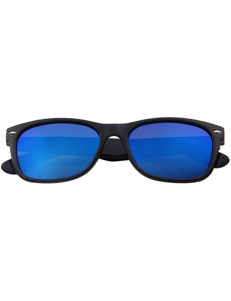 Wrap Polarized Unisex Shades Sunglasses for Men Vintage Polarized Sun Glasses S683 - Black&blue - C512GP2ERYN $18.56