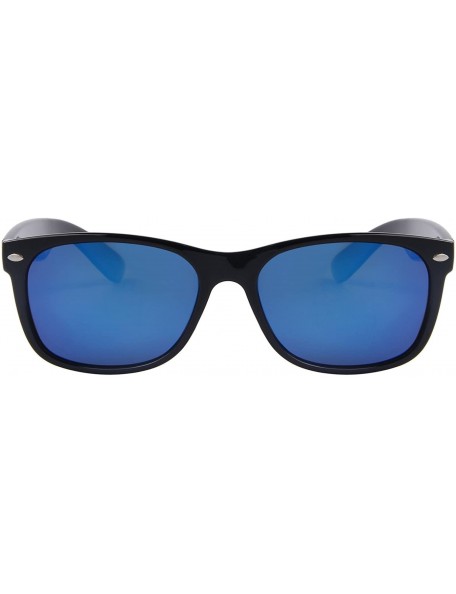 Wrap Polarized Unisex Shades Sunglasses for Men Vintage Polarized Sun Glasses S683 - Black&blue - C512GP2ERYN $10.93