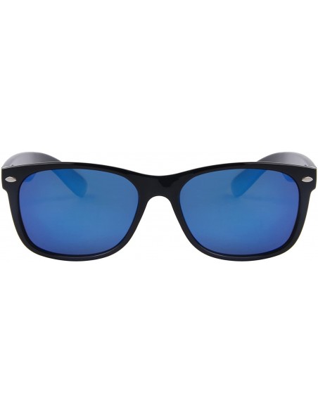 Wrap Polarized Unisex Shades Sunglasses for Men Vintage Polarized Sun Glasses S683 - Black&blue - C512GP2ERYN $10.93