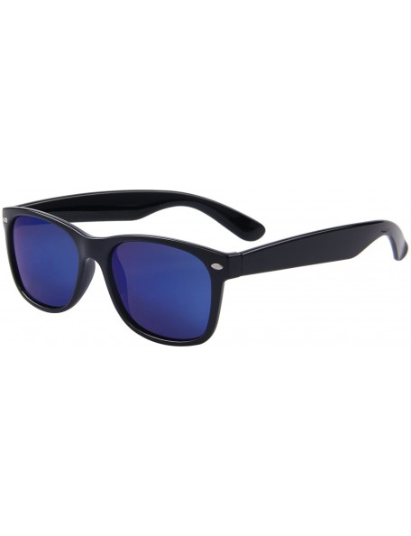 Wrap Polarized Unisex Shades Sunglasses for Men Vintage Polarized Sun Glasses S683 - Black&blue - C512GP2ERYN $10.93