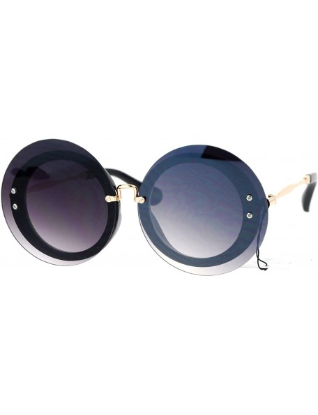 Round Womens Sunglasses Round Circle Oversized Lens Over Frame UV 400 - Black (Smoke) - CG1848KMEZO $10.25