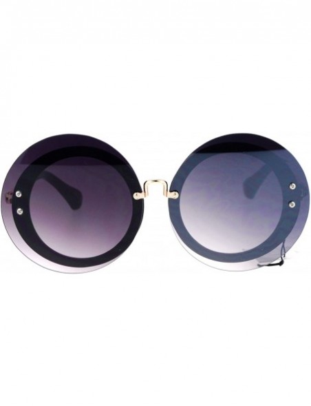 Round Womens Sunglasses Round Circle Oversized Lens Over Frame UV 400 - Black (Smoke) - CG1848KMEZO $10.25