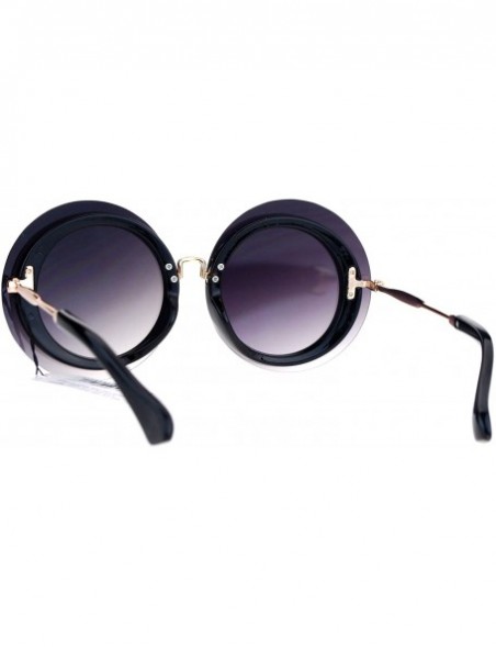 Round Womens Sunglasses Round Circle Oversized Lens Over Frame UV 400 - Black (Smoke) - CG1848KMEZO $10.25