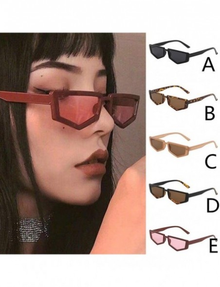 Rectangular Retro Punk Style Irregular Pentagon Shape Sunglasses Vintage Glasses For Unisex - D - C9196SMCQO9 $8.21