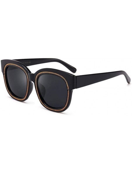 Aviator Cat Eye Chain Polarized Sunglasses Men Women 2019 Fashion Shades C2 Leopard - C1 Black - CA18YR7MU0A $15.59