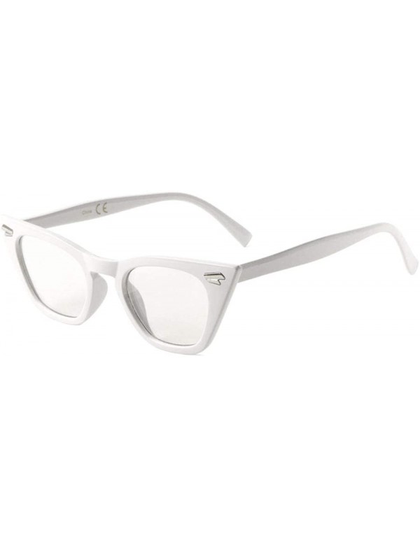 Cat Eye Sharp Cat Eye Square Clear Lens Sunglasses - White - C01987HRQRH $27.53