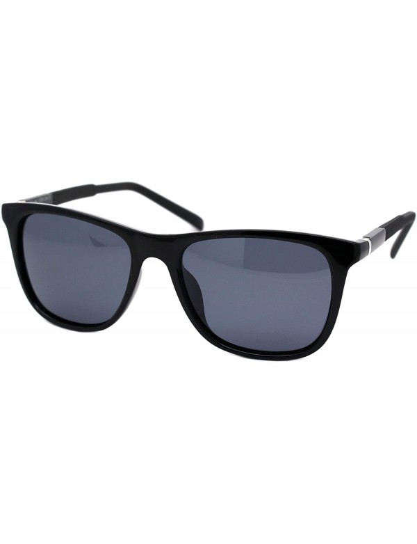 Square TAC Polarized Lens Mens Square Sunglasses Aluminum Temple Spring Hinge - Black (Black) - C418AYLIAUG $14.60