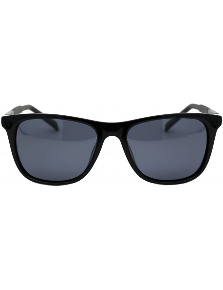 Square TAC Polarized Lens Mens Square Sunglasses Aluminum Temple Spring Hinge - Black (Black) - C418AYLIAUG $14.60