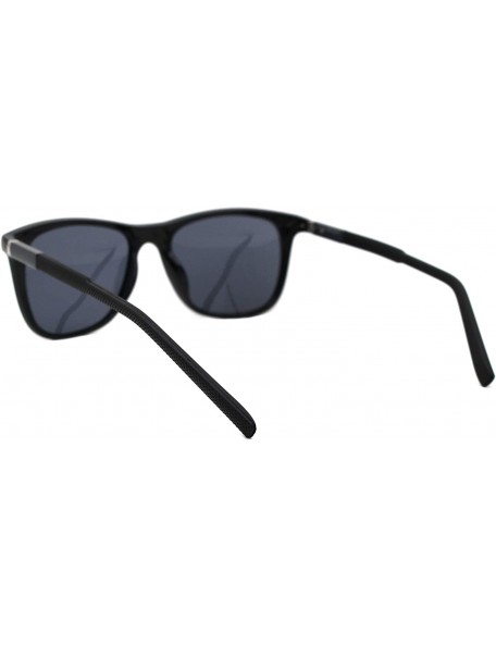 Square TAC Polarized Lens Mens Square Sunglasses Aluminum Temple Spring Hinge - Black (Black) - C418AYLIAUG $14.60