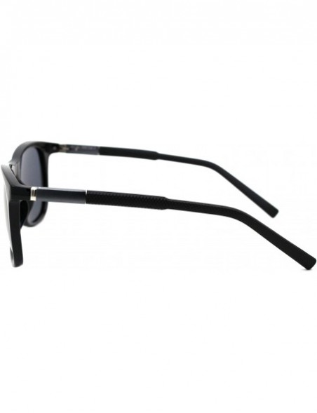 Square TAC Polarized Lens Mens Square Sunglasses Aluminum Temple Spring Hinge - Black (Black) - C418AYLIAUG $14.60