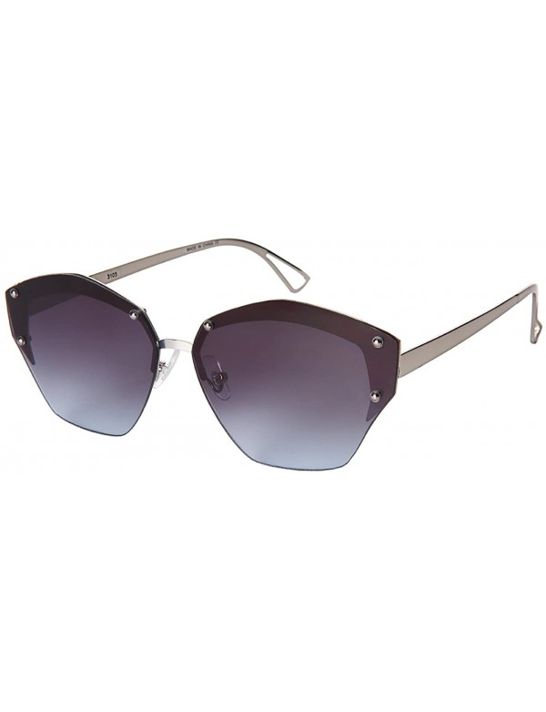 Oversized Oversized Angular Sunglasses with Flat Lens 3103-FLOCR - Matte Silver - C5183G976XQ $12.10