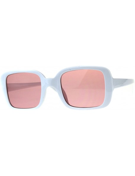 Rectangular Square Rectangular Frame Sunglasses Womens Vintage Fashion Shades - White (Pink) - CA18DASAG4S $12.05