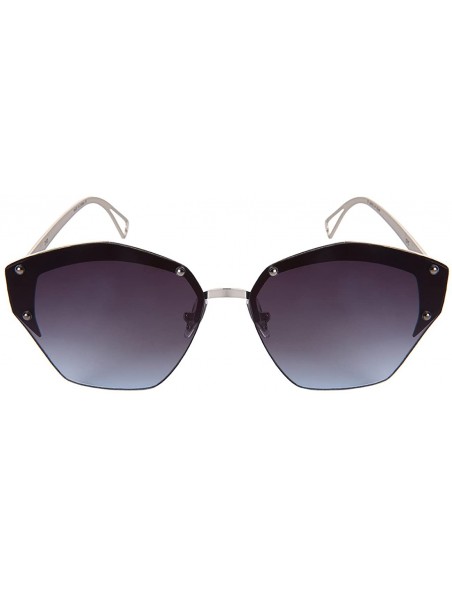Oversized Oversized Angular Sunglasses with Flat Lens 3103-FLOCR - Matte Silver - C5183G976XQ $12.10