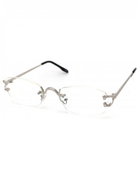 Oval Rectangular Rimless Noueavu Deco Victorian Metal Pimp Clear Lens Glasses - Silver - C218YI69M9U $11.38