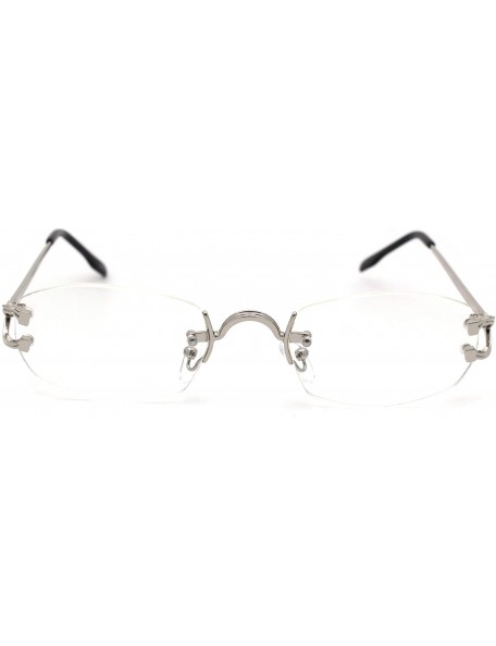 Oval Rectangular Rimless Noueavu Deco Victorian Metal Pimp Clear Lens Glasses - Silver - C218YI69M9U $11.38