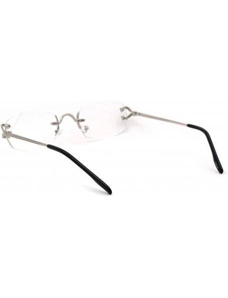 Oval Rectangular Rimless Noueavu Deco Victorian Metal Pimp Clear Lens Glasses - Silver - C218YI69M9U $11.38