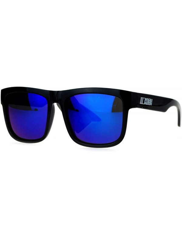 Sport Mirrored Color Mirror Lens Horned Horn Rim Sport Sunglasses - Blue - C412EO5P8BJ $8.62