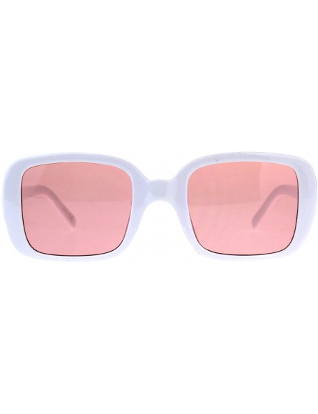 Rectangular Square Rectangular Frame Sunglasses Womens Vintage Fashion Shades - White (Pink) - CA18DASAG4S $12.05