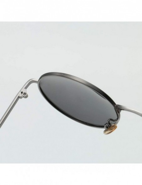 Round Women Vintage Sunglasses Polarized Retro Male Sun Glasses Round Metal Frame Uv400 - Full Black - C118X2IXL9Y $10.35