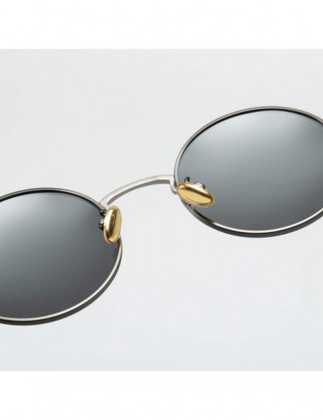 Round Women Vintage Sunglasses Polarized Retro Male Sun Glasses Round Metal Frame Uv400 - Full Black - C118X2IXL9Y $10.35