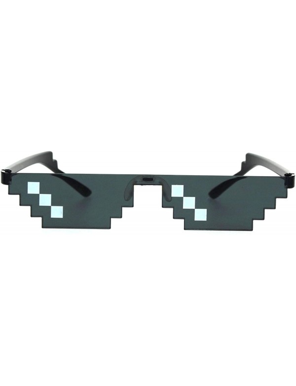 Rectangular Nerdy Gamer Pixel Shape Narrow Plastic Funky Sunglasses - Black 3 Square - C918I64OYXZ $9.25