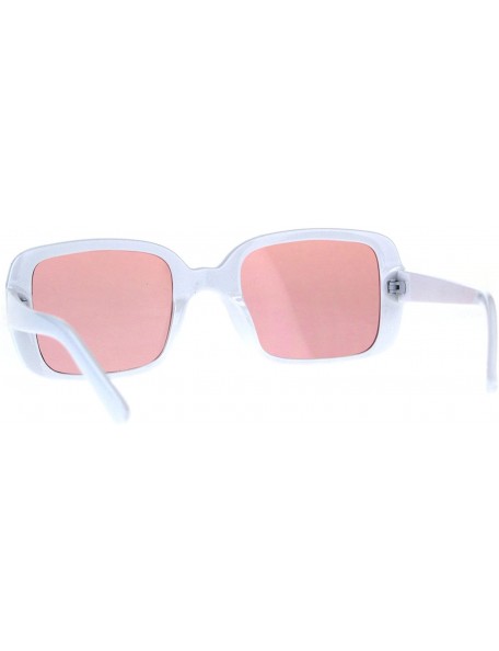 Rectangular Square Rectangular Frame Sunglasses Womens Vintage Fashion Shades - White (Pink) - CA18DASAG4S $12.05