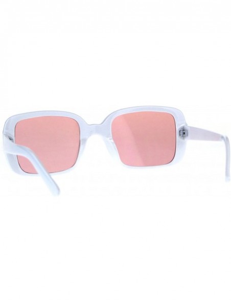 Rectangular Square Rectangular Frame Sunglasses Womens Vintage Fashion Shades - White (Pink) - CA18DASAG4S $12.05