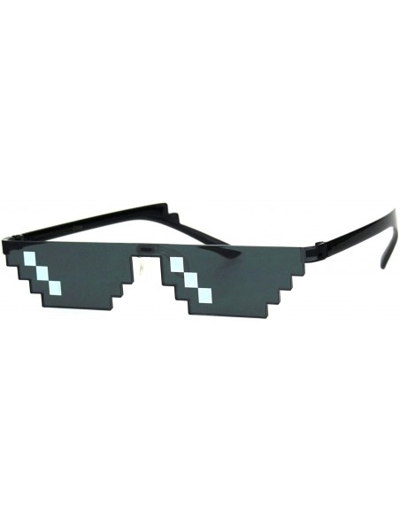 Rectangular Nerdy Gamer Pixel Shape Narrow Plastic Funky Sunglasses - Black 3 Square - C918I64OYXZ $9.25