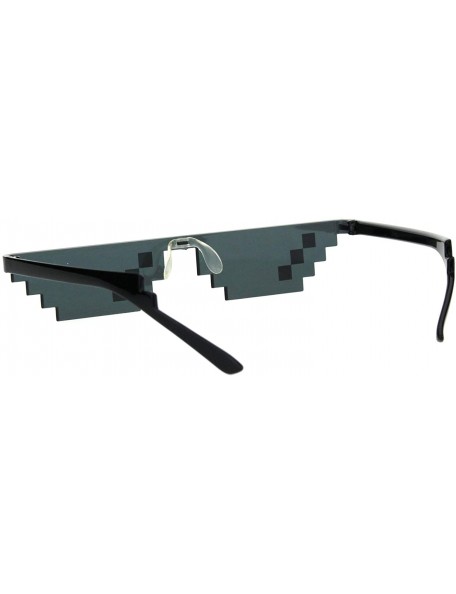 Rectangular Nerdy Gamer Pixel Shape Narrow Plastic Funky Sunglasses - Black 3 Square - C918I64OYXZ $9.25