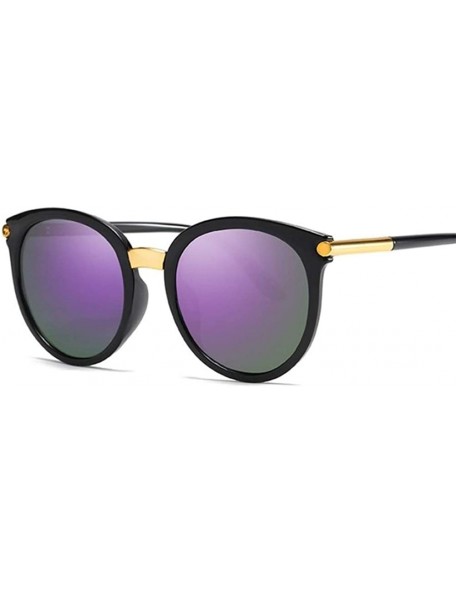 Round Retro Round Sunglasses Women Black Female Sun Glasses Lady - Purple - CD199QCSEKR $7.38