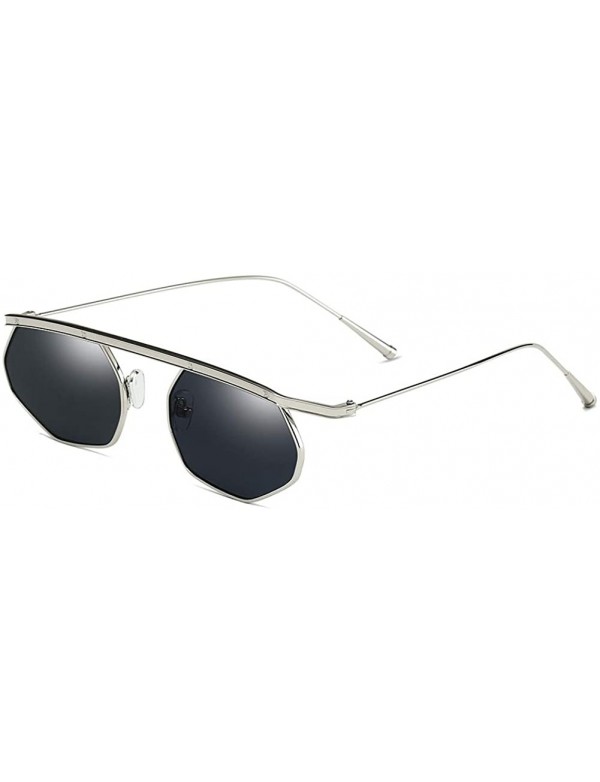 Oval Unisex Sunglasses Retro Grey Drive Holiday Oval Non-Polarized UV400 - Grey - C018R96ICN8 $10.28