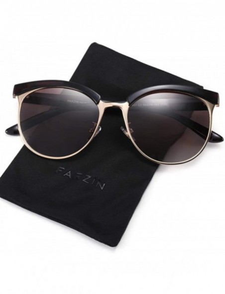 Round Polarized Sunglasses Semi Rimless Women Vintage Cateye Eyewear - Tawny - CO18L978LYI $13.90