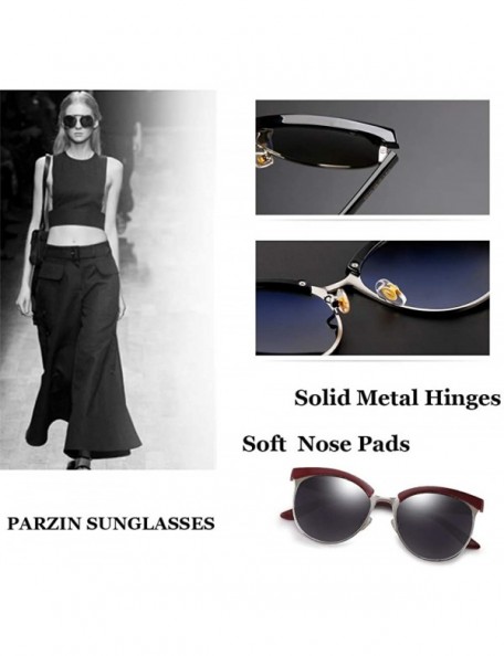 Round Polarized Sunglasses Semi Rimless Women Vintage Cateye Eyewear - Tawny - CO18L978LYI $13.90