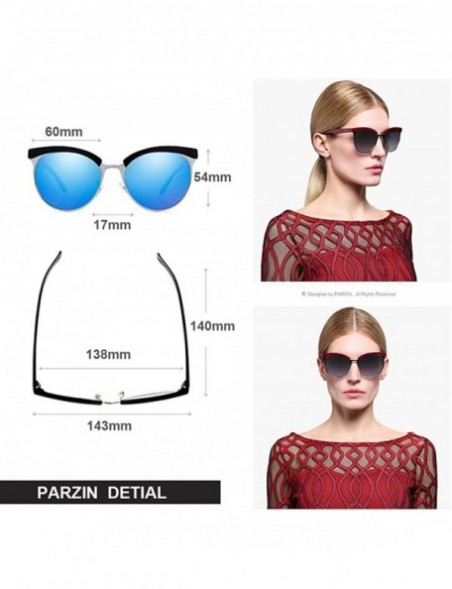 Round Polarized Sunglasses Semi Rimless Women Vintage Cateye Eyewear - Tawny - CO18L978LYI $13.90